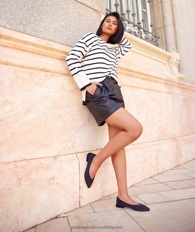 נשים Pedro Miralles ante strech negro ברודוויי נעליים שטוחות FBRF4158