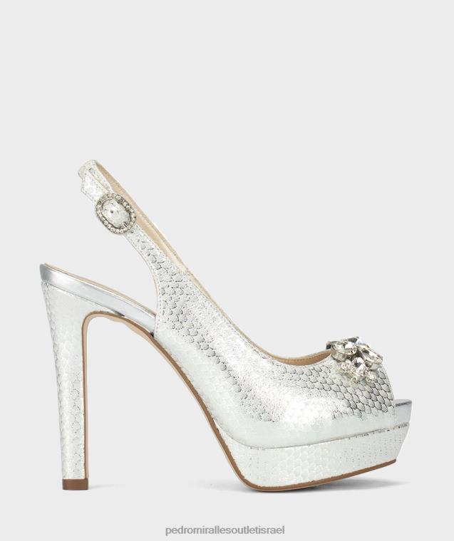 נשים Pedro Miralles escama metal blanco carezza סנדלי עקב FBRF4136