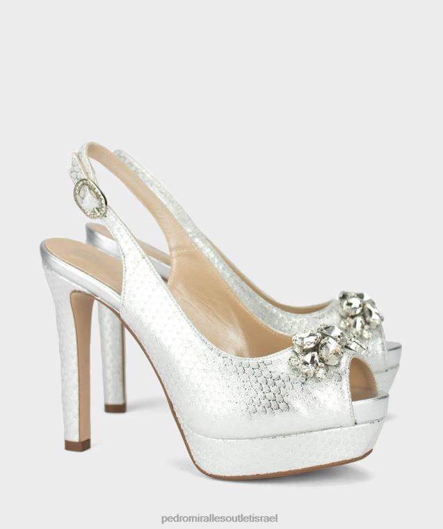 נשים Pedro Miralles escama metal blanco carezza סנדלי עקב FBRF4136