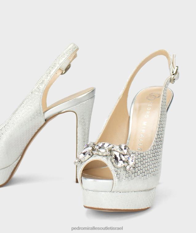 נשים Pedro Miralles escama metal blanco carezza סנדלי עקב FBRF4136