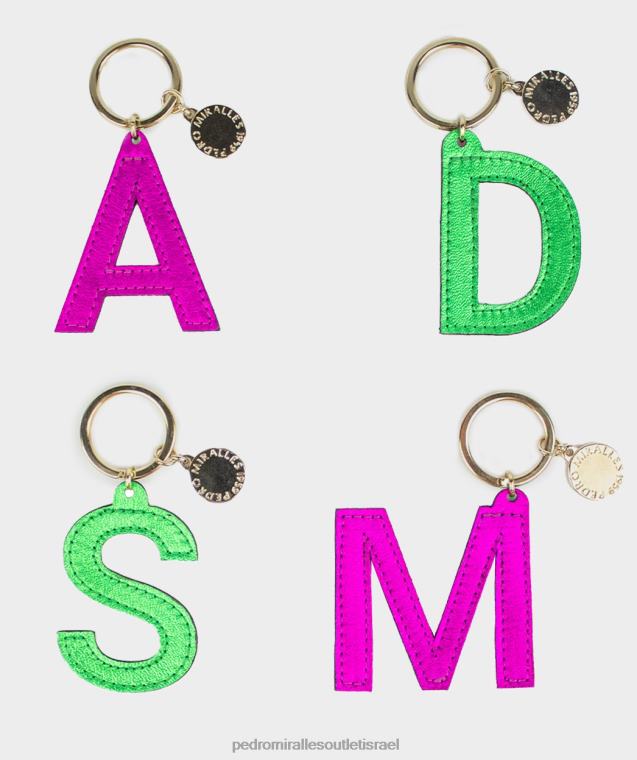 נשים Pedro Miralles נאפה קטון מתכת llavero inicial de piel verde y fucsia אביזרים FBRF4572