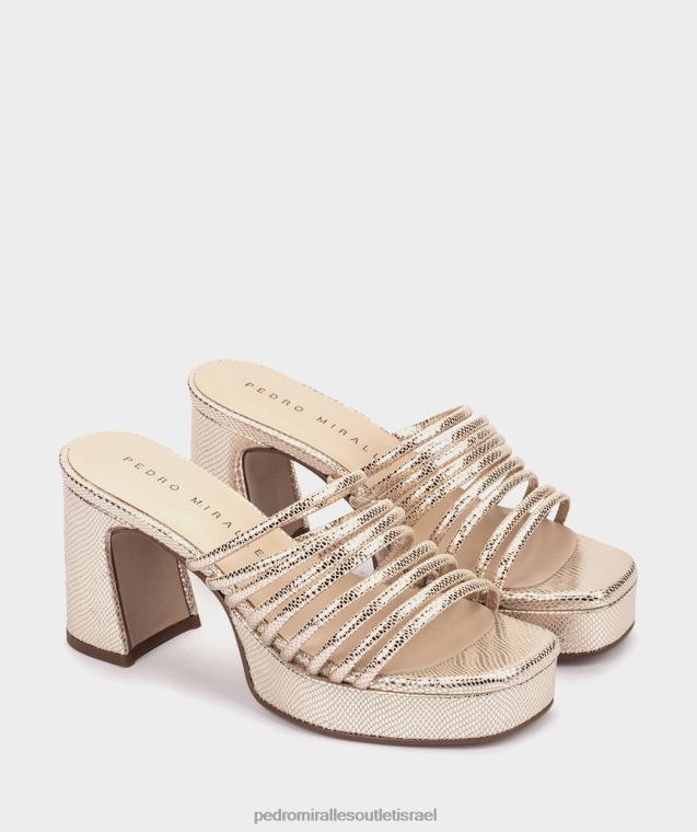 נשים Pedro Miralles serpiente metal platino ברצלונה סנדלי עקב FBRF414