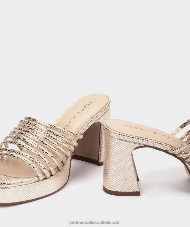 נשים Pedro Miralles serpiente metal platino ברצלונה סנדלי עקב FBRF414