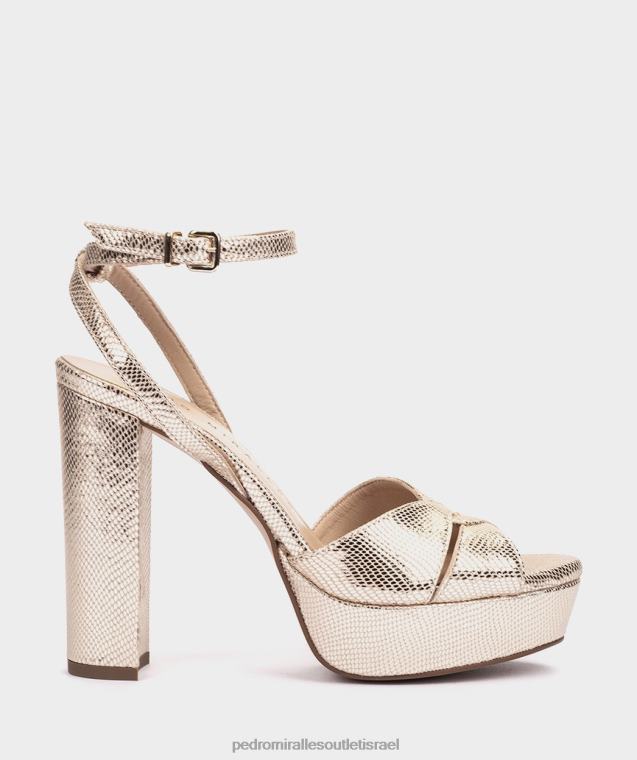 נשים Pedro Miralles serpiente metal platino גנדיה סנדלי עקב FBRF421