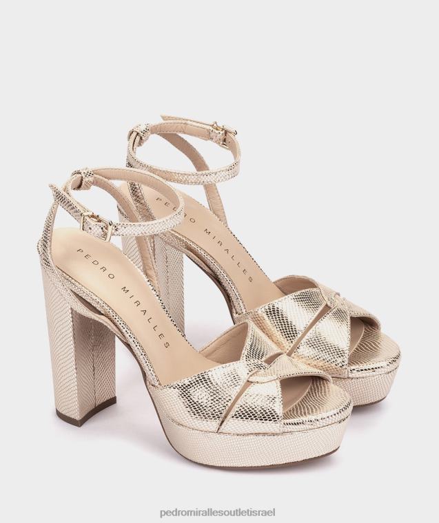 נשים Pedro Miralles serpiente metal platino גנדיה סנדלי עקב FBRF421