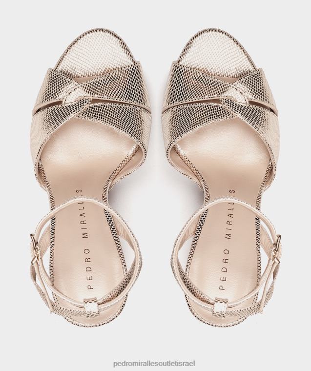 נשים Pedro Miralles serpiente metal platino גנדיה סנדלי עקב FBRF421