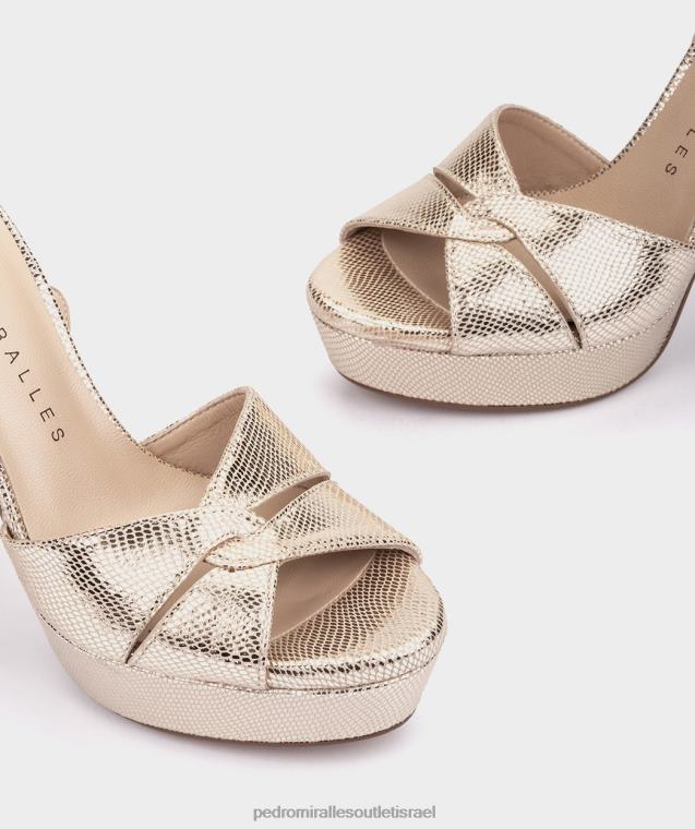 נשים Pedro Miralles serpiente metal platino גנדיה סנדלי עקב FBRF421